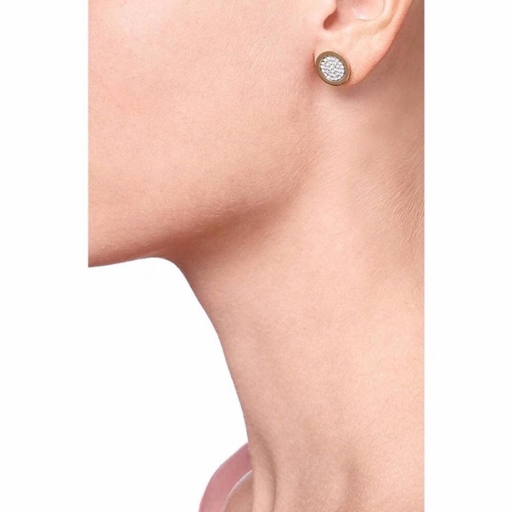 New MK rose Gold Tone Pave Stud Earrings - Picture 7 of 7